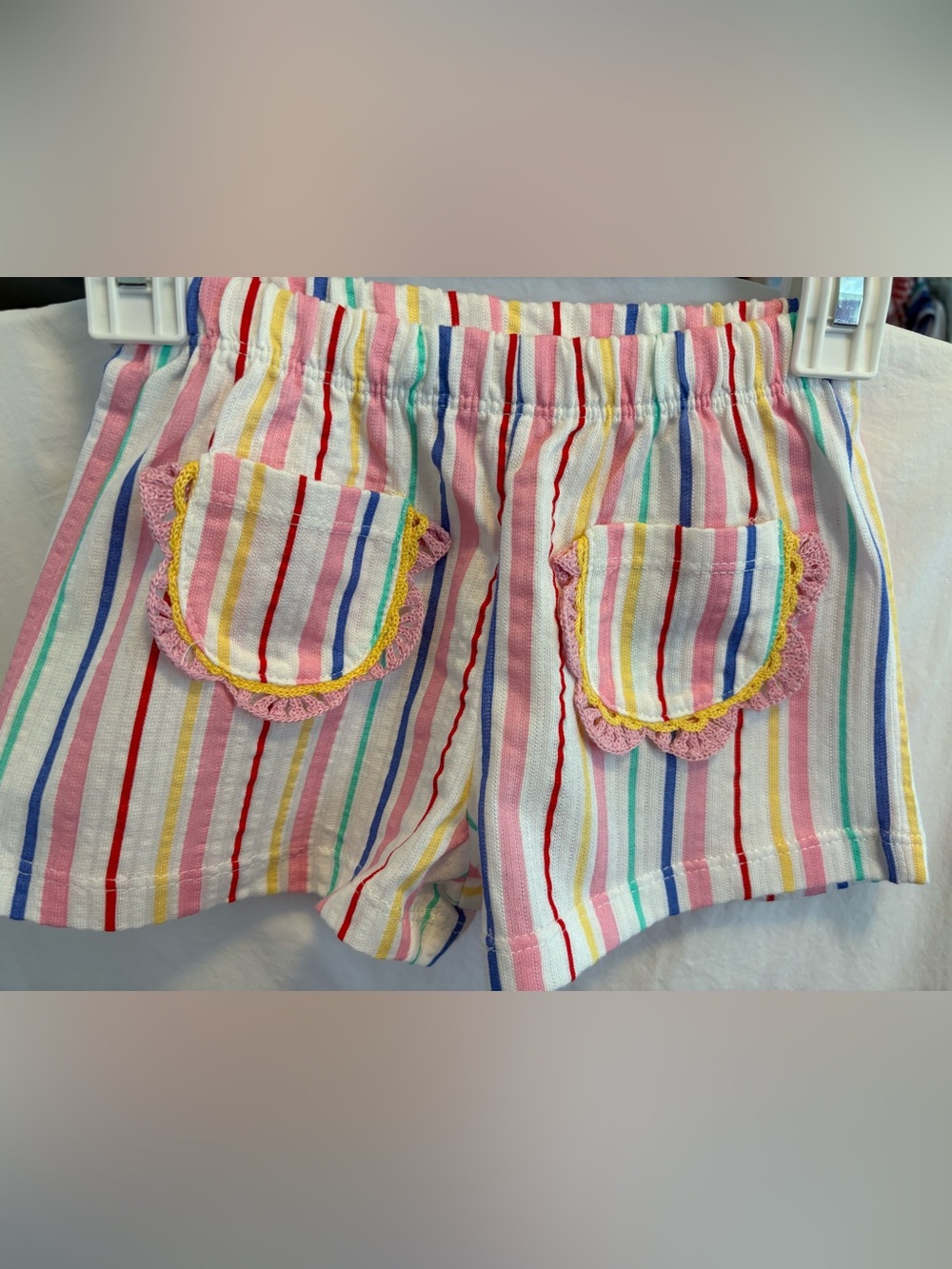 ZARA Girls Striped Crochet-trim Shorts Multipastel
